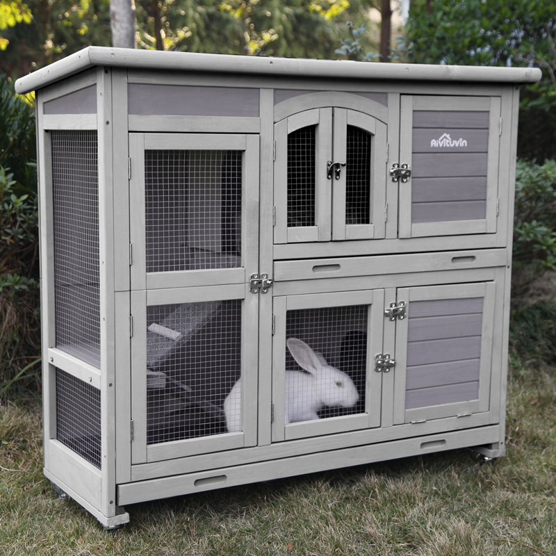 Tucker Murphy Pet Two Storey Rabbit Hutch Bunny Cage With Wheels